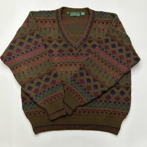 VINTAGE CLUBFELLOW Men’s V Neck Sweater LG Wool/Mohair Blend